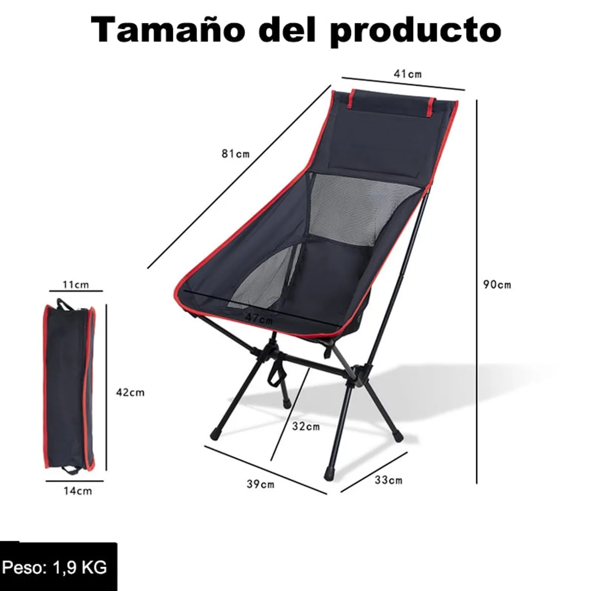 BITART - Silla plegable camping portátil ultraligera para exteriores