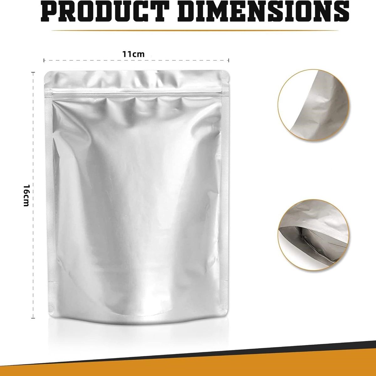 KUANGYE - 150 Bolsas Stand Up Pouch De Aluminio 11x16cm