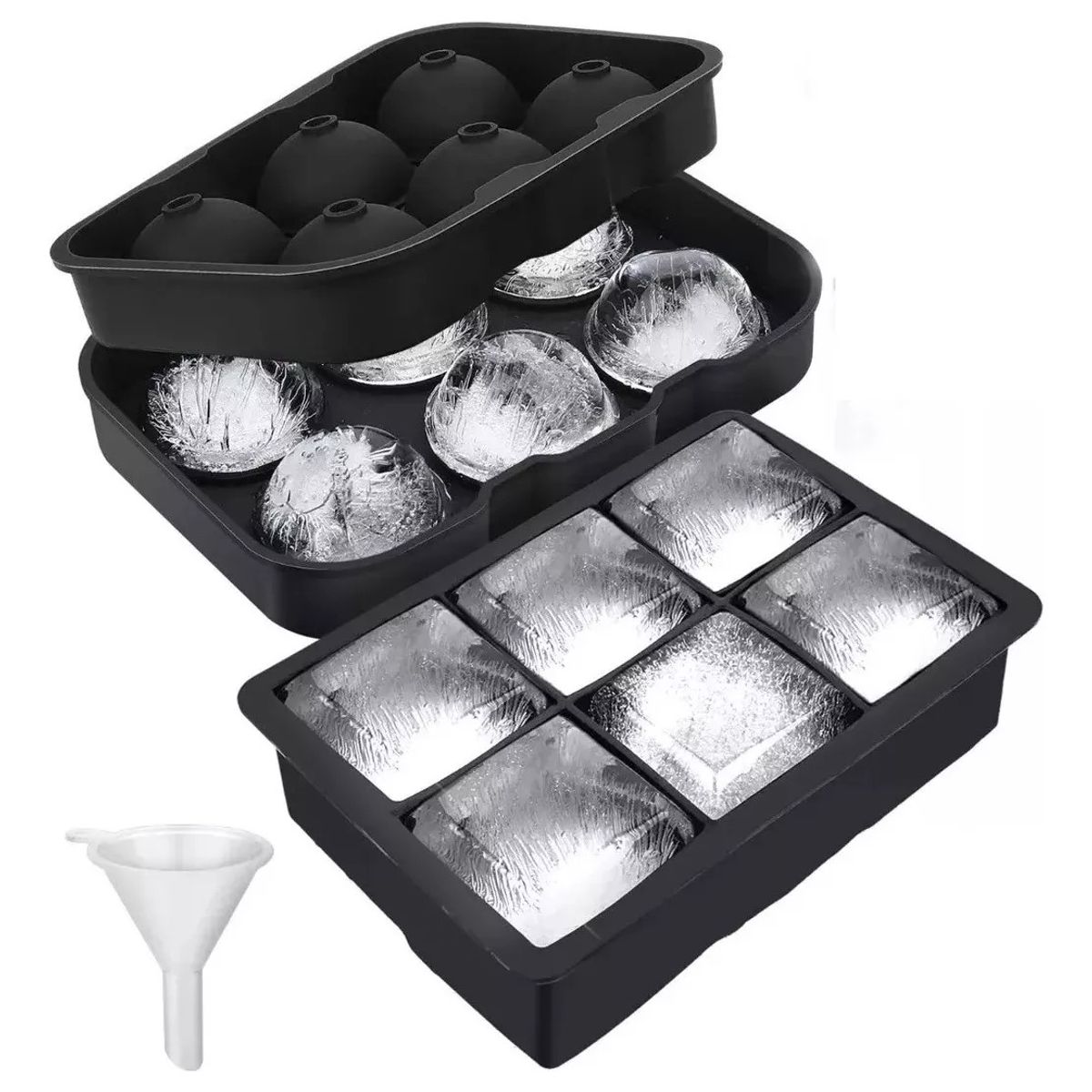 MUNDO MAGIA - Cubeta De Hielo Silicona Whisky Tragos Coctel 2 Formas