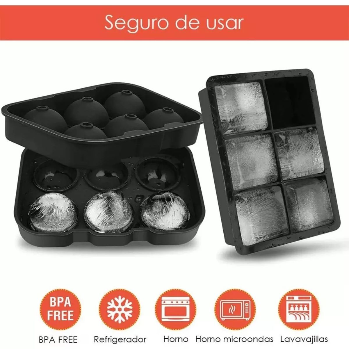 MUNDO MAGIA - Cubeta De Hielo Silicona Whisky Tragos Coctel 2 Formas