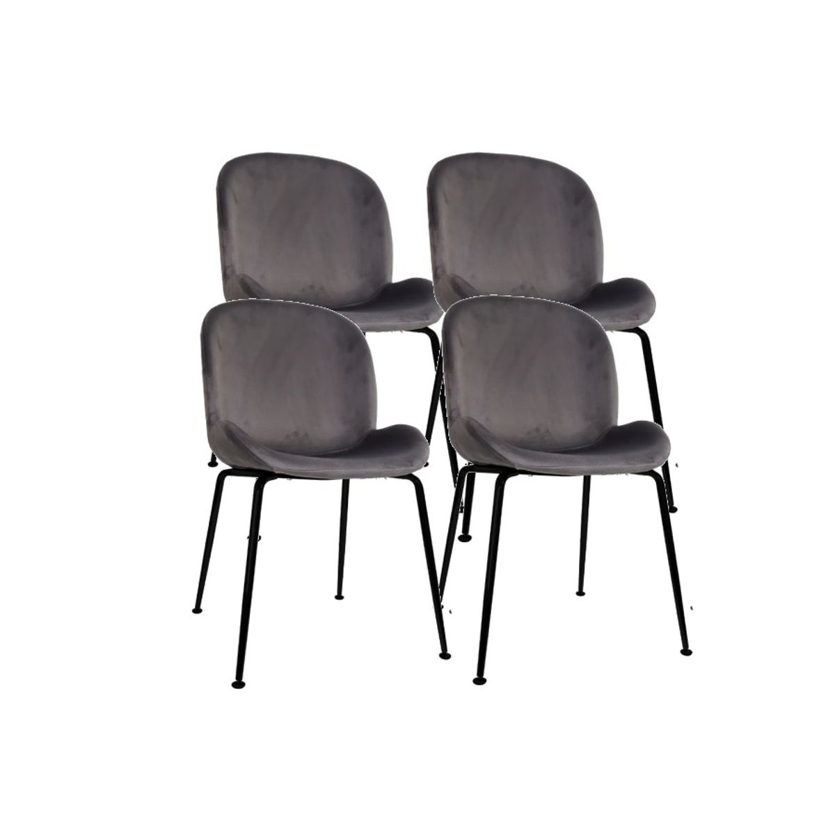GENERICO - Pack 4 Sillas Beetle Gris con patas negras