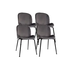 GENERICO - Pack 4 Sillas Beetle Gris con patas negras