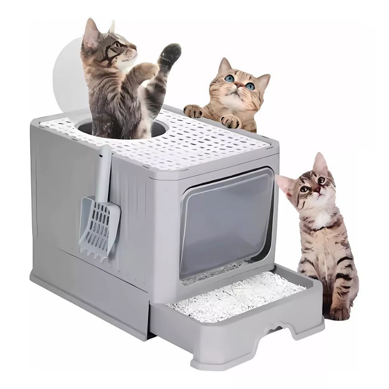 MUNDO MAGIA - Arenero Gato Cerrado Baño Sanitario Con Tapa Y Pala Grande