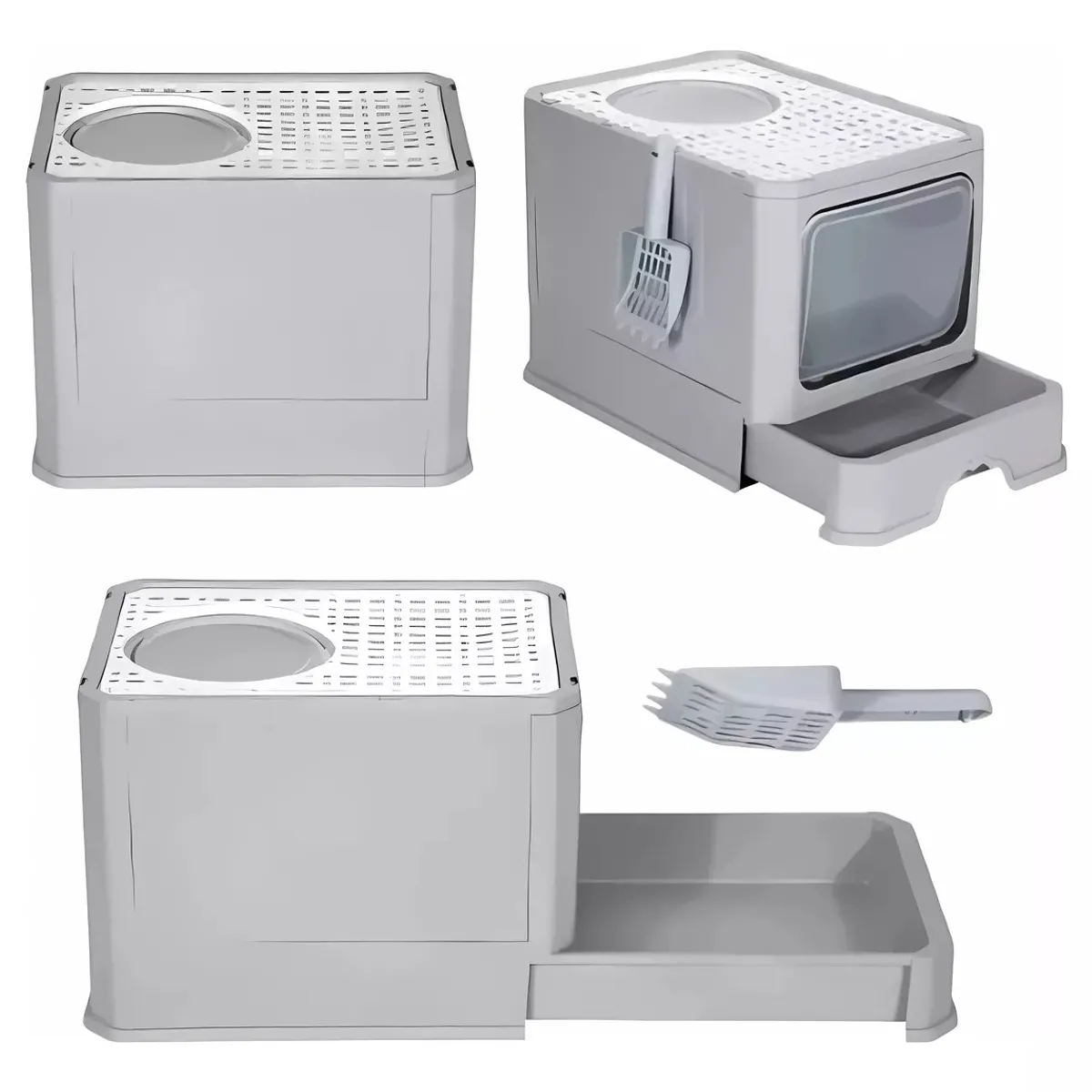 MUNDO MAGIA - Arenero Gato Cerrado Baño Sanitario Con Tapa Y Pala Grande