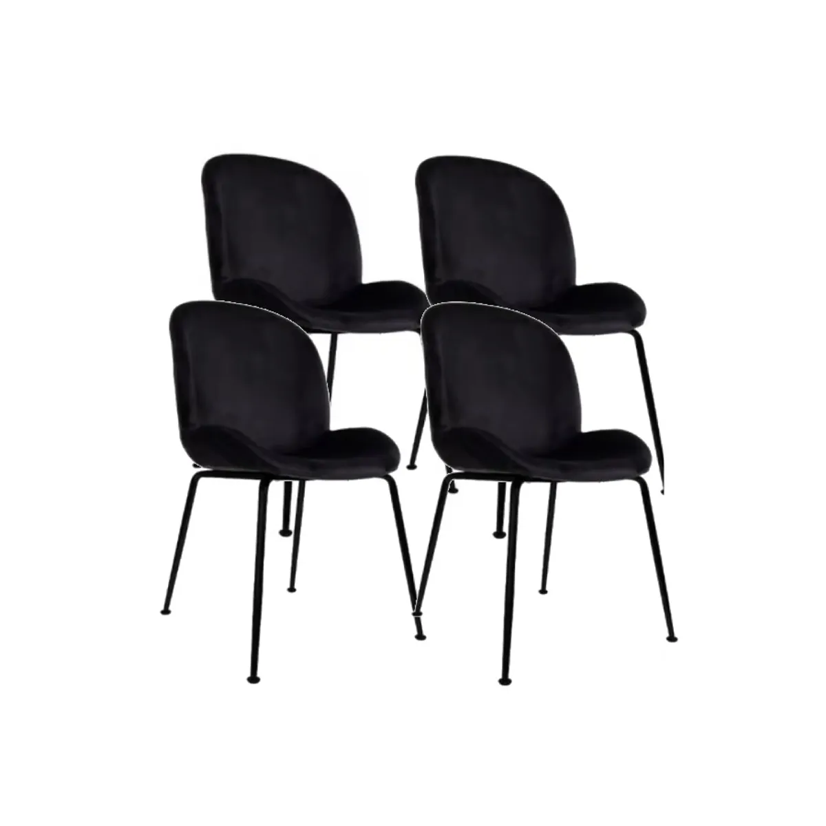 GENERICO - Pack 4 Sillas Beetle Negro con patas negras