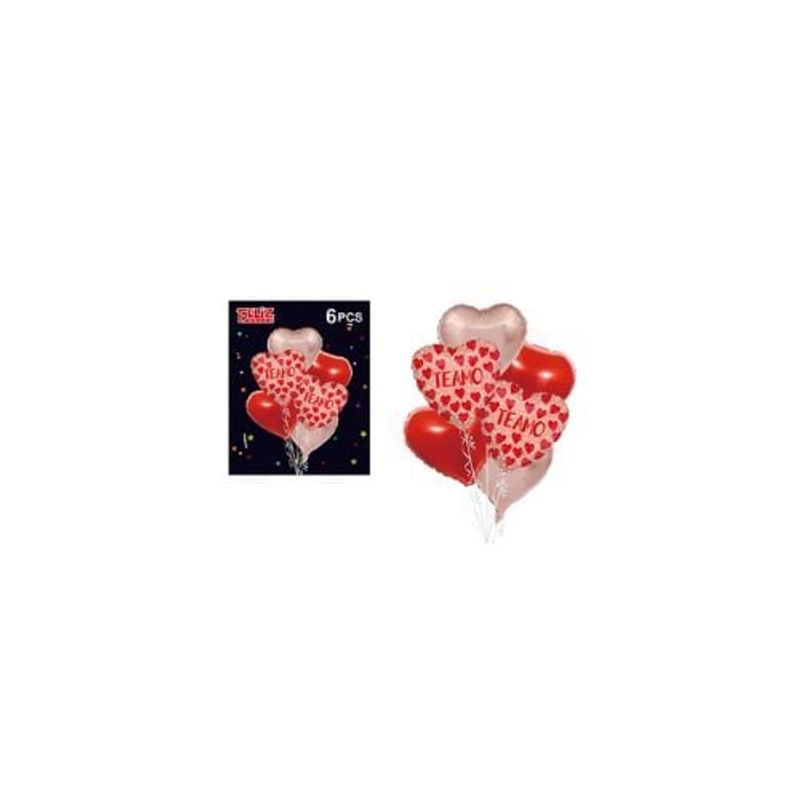 GENERICO - Set Globos Te Amo De Corazónes 6 Pcs