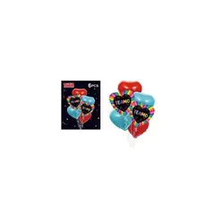 GENERICO - Set Globos Corazón Te Amo Multicolor 6 Pcs