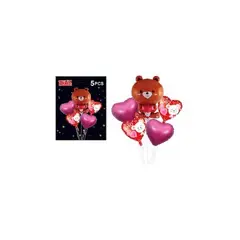 GENERICO - Set Globos Te Amo Con Corazones Y Ositos 5 Pcs