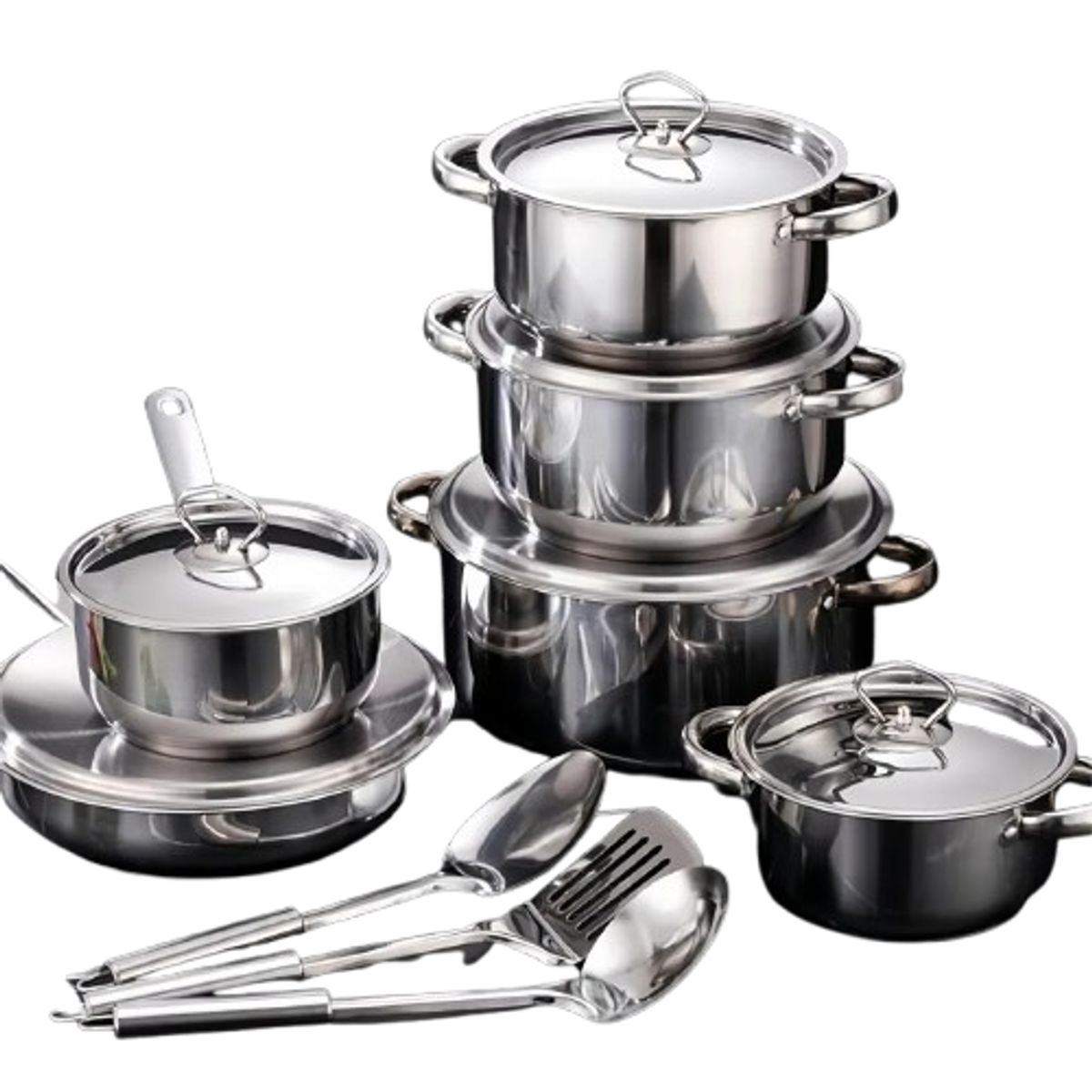 MUNDO MAGIA - Juego de Ollas Batería De Cocina Inoxidable 15 Piezas