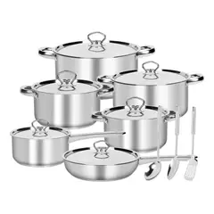 MUNDO MAGIA - Juego de Ollas Batería De Cocina Inoxidable 15 Piezas