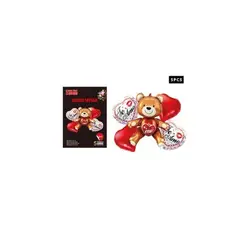 GENERICO - Set Globos Corazones Con Ositos Te Amo 5 Pcs