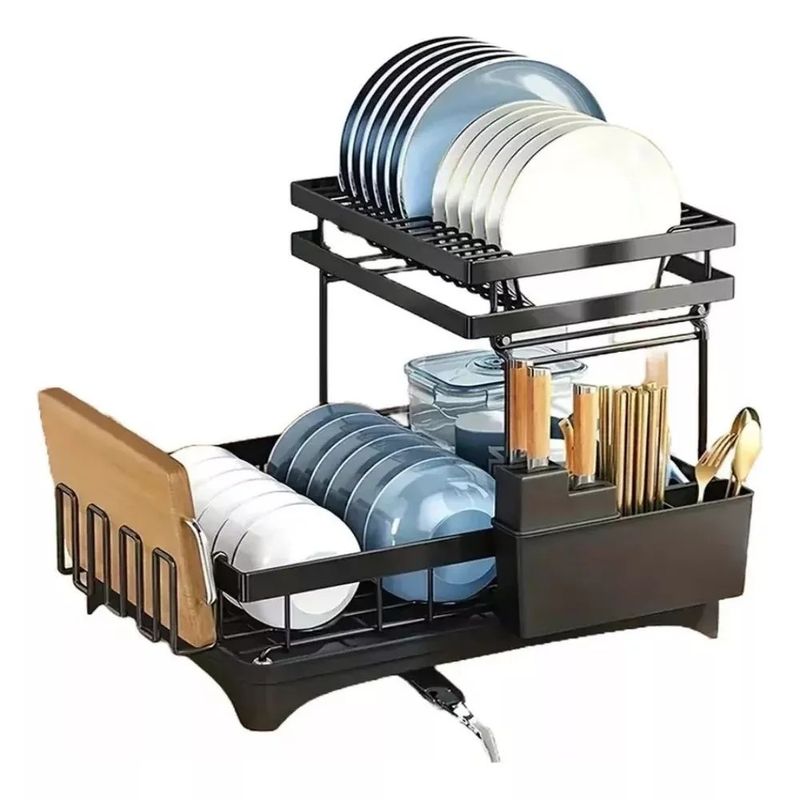 MUNDO MAGIA - Escurridor De Plato 2 Niveles Secador Desmontable Inoxidable
