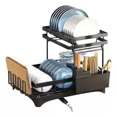 MUNDO MAGIA - Escurridor De Plato 2 Niveles Secador Desmontable Inoxidable