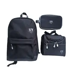 COLO COLO - Pack Mochila Escolar Lonchera Estuche Color Negro 3 PCS