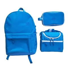 MOOSE - Pack Mochila Escolar Universidad Católica Lonchera + Estuche Colr Azul