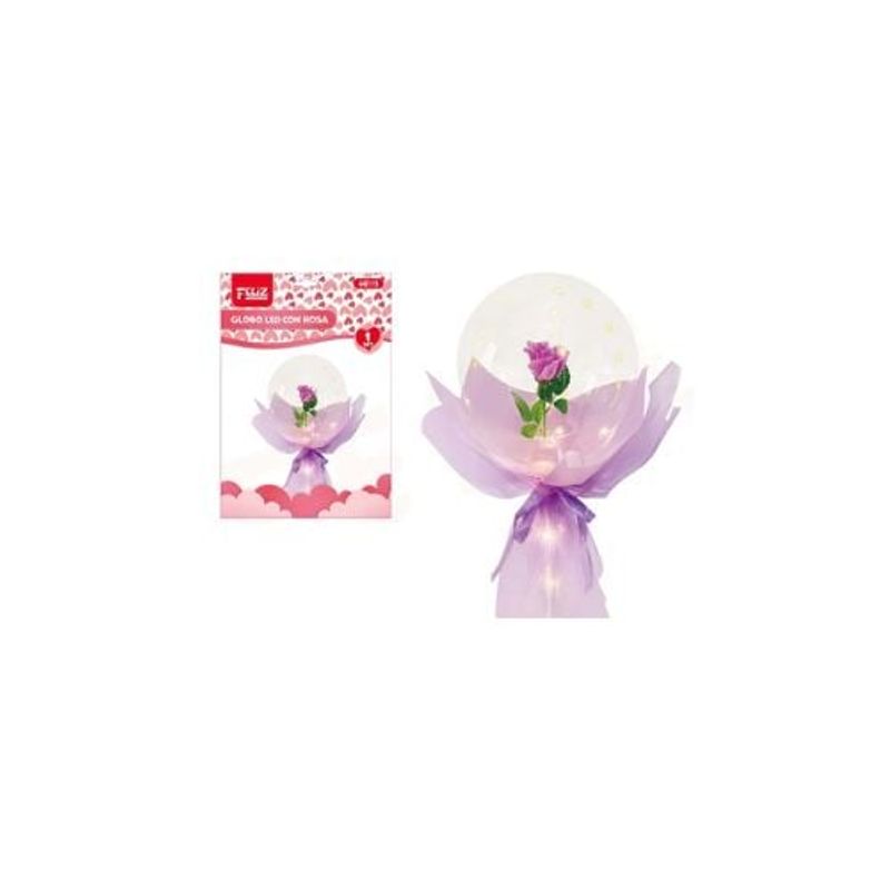 GENERICO - Globo Burbuja Led Con Rosa Lila