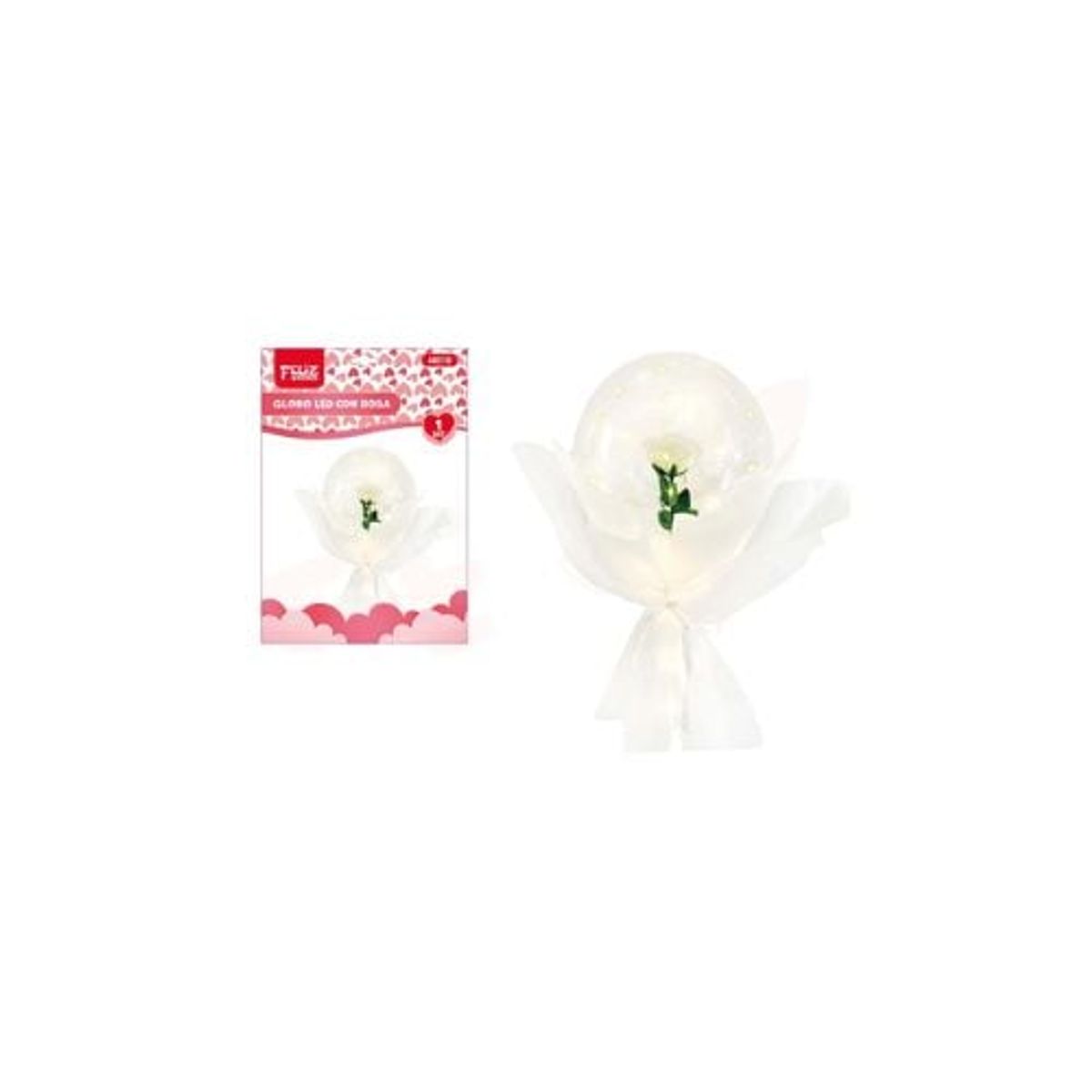 GENERICO - Globo Burbuja Led Con Rosa Y Blanco