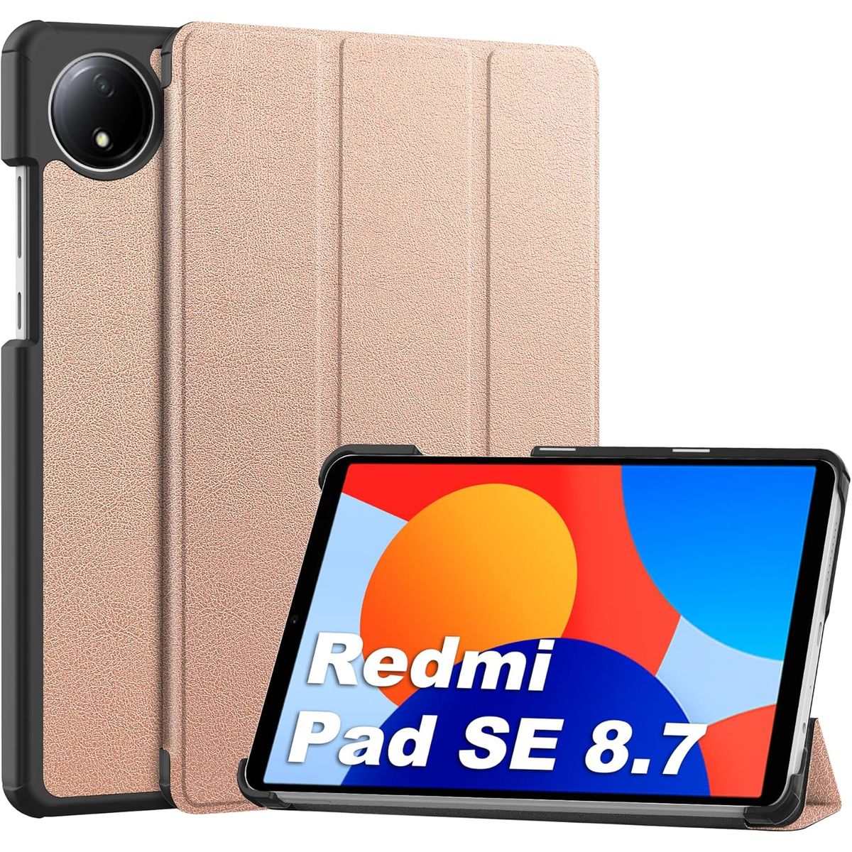 GENERICO - Funda Inteligente Compatible Con Xiaomi Redmi Pad SE 8.7 Rosa Gold