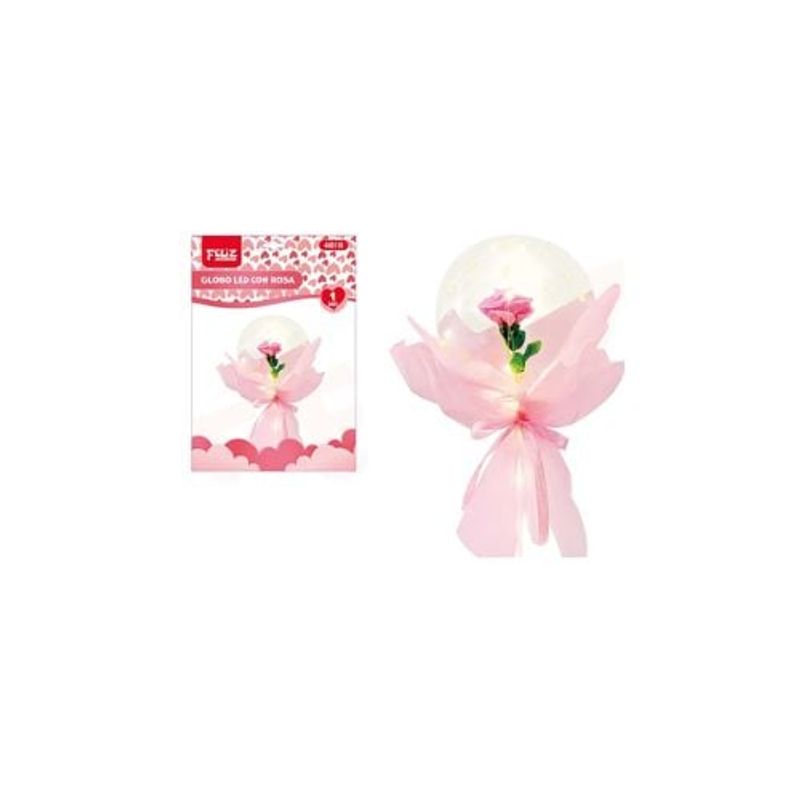 GENERICO - Globo Burbuja Led Con Rosa Rosado