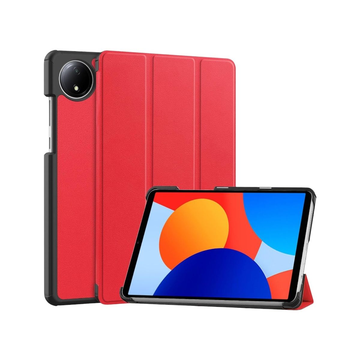 GENERICO - Funda Inteligente Compatible Con Xiaomi Redmi Pad SE 8.7 Rojo