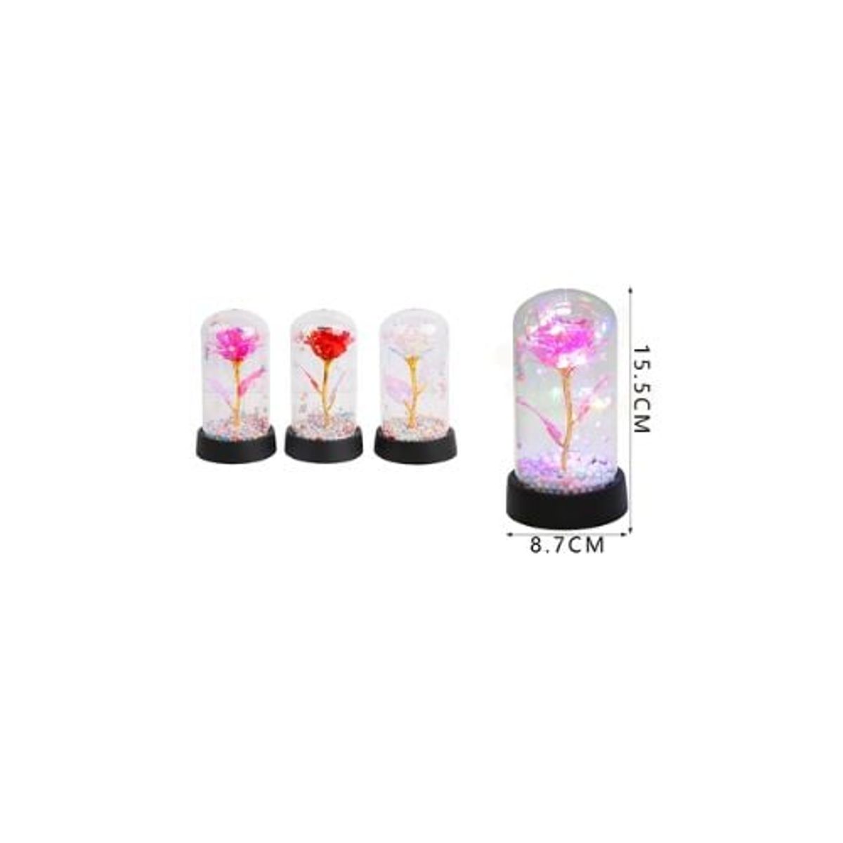 GENERICO - Rosa Encapsulada 15 5 Cm Con Luz