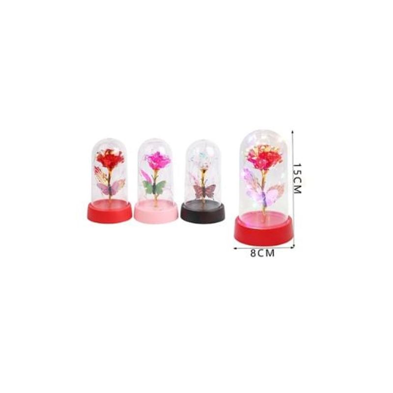 GENERICO - Rosa & Mariposa Encapsulada 15 Cm Con Luz