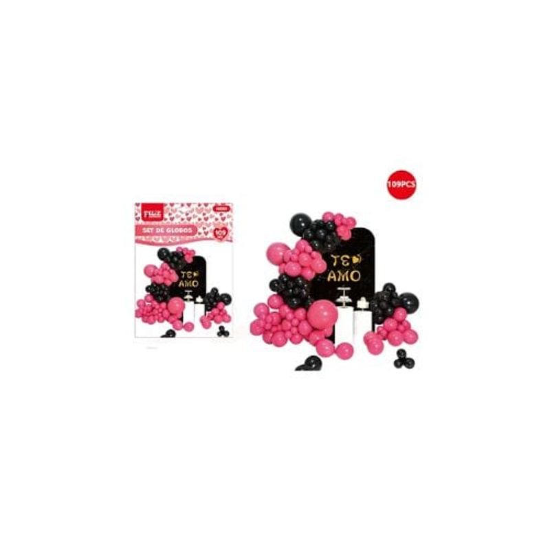 GENERICO - Set De Globos Negro Y Rosado 109 Pcs