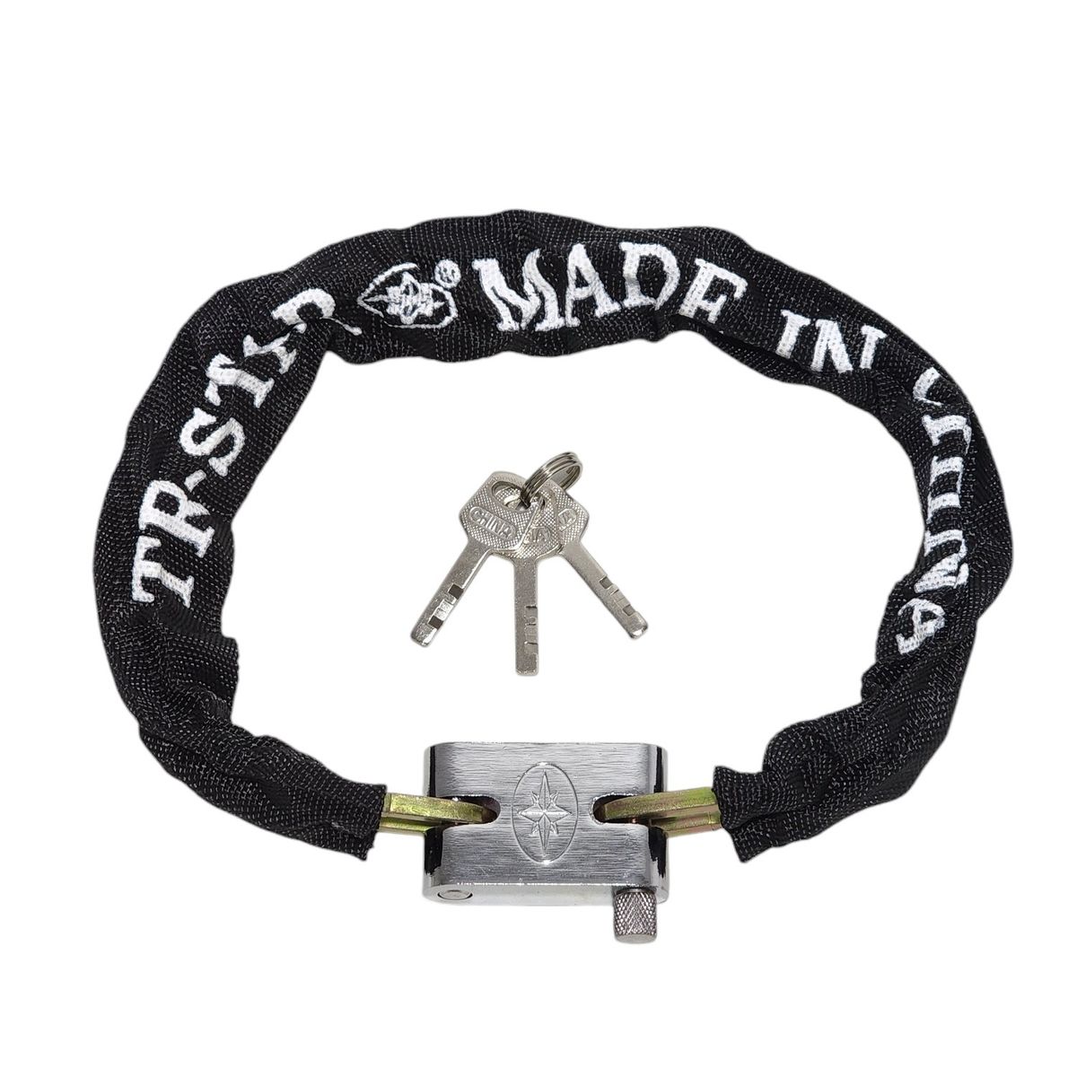 OEM - Cadena Candado Enfundada Antirrobo Bici Moto + 3 Llaves