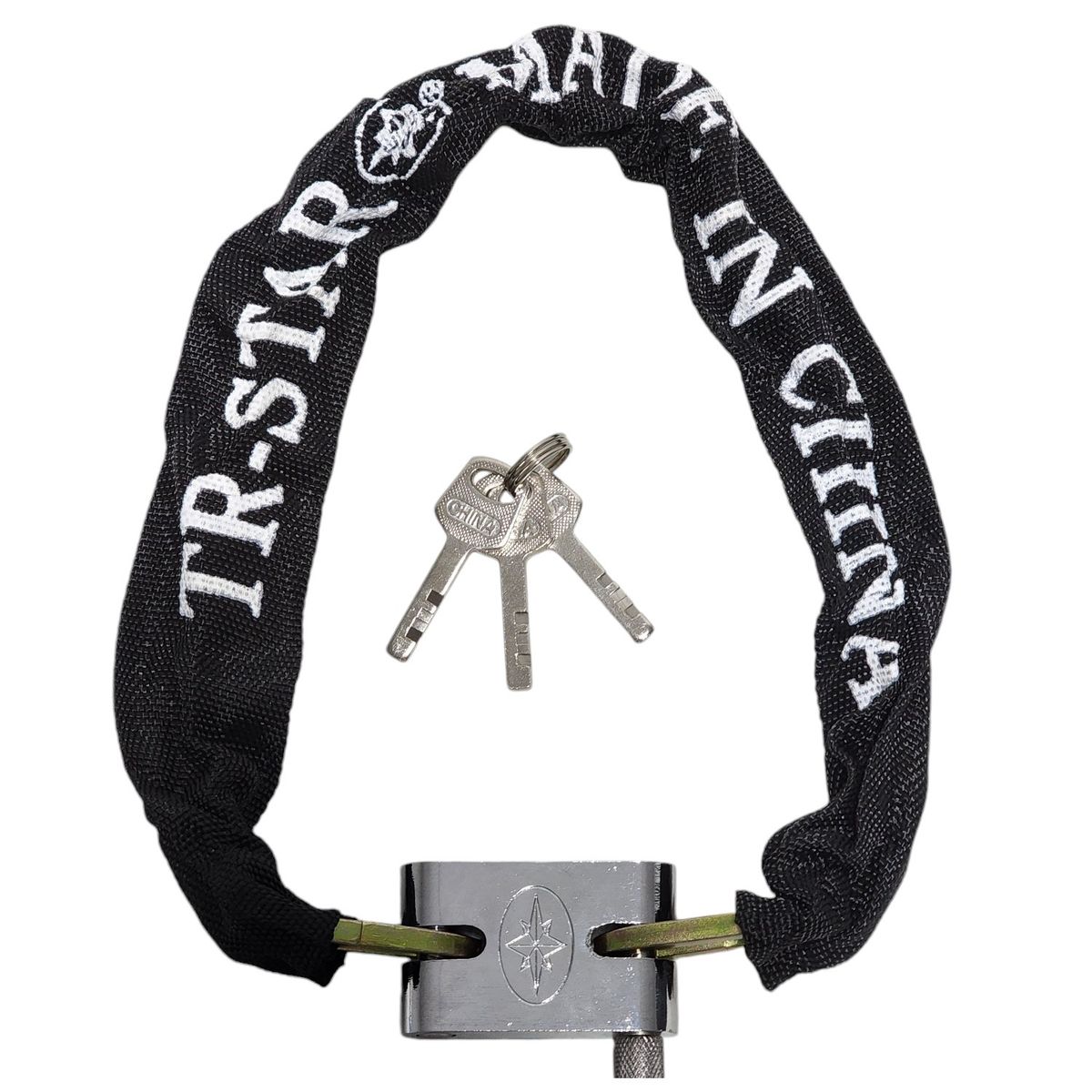 OEM - Cadena Candado Enfundada Antirrobo Bici Moto + 3 Llaves