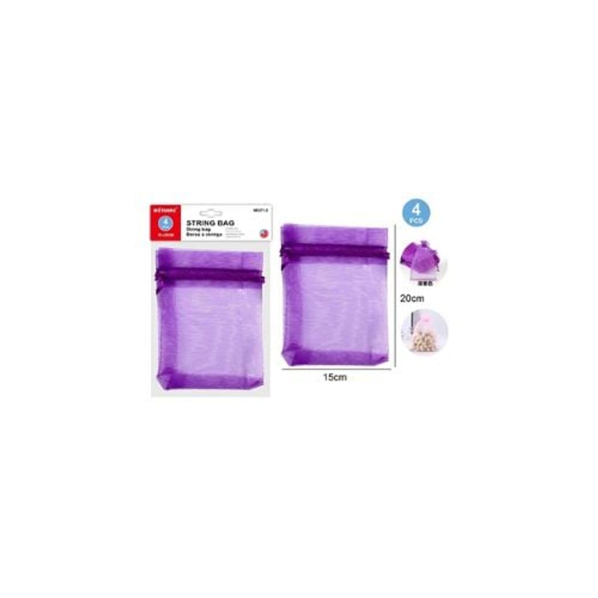GENERICO - Bolsa Organza Morado 15x20 Cm 4 Pcs