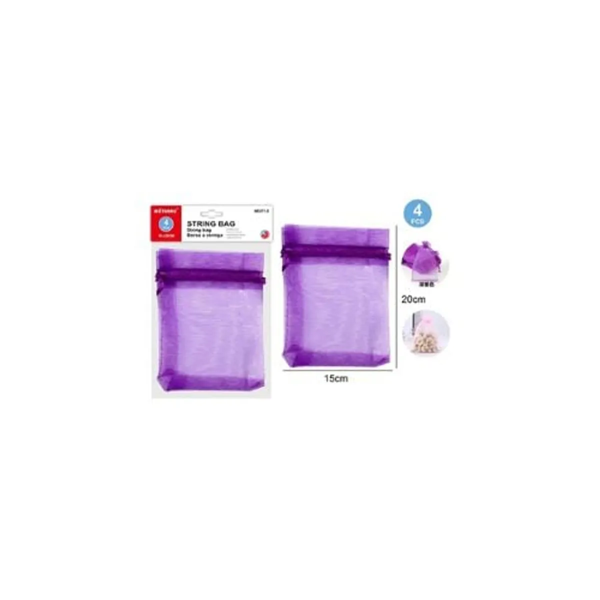 GENERICO - Bolsa Organza Morado 15x20 Cm 4 Pcs