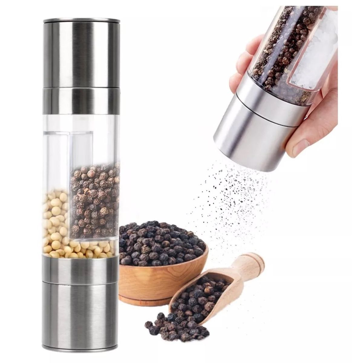 OEM - Molinillo Molino 2 en 1 Pimienta Sal Acero 14195