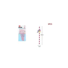 GENERICO - Bombillas De Papel Unicornio 5 Pcs
