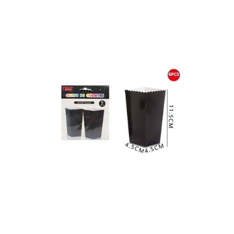GENERICO - Cajas De Palomitas Negro 6 Pcs
