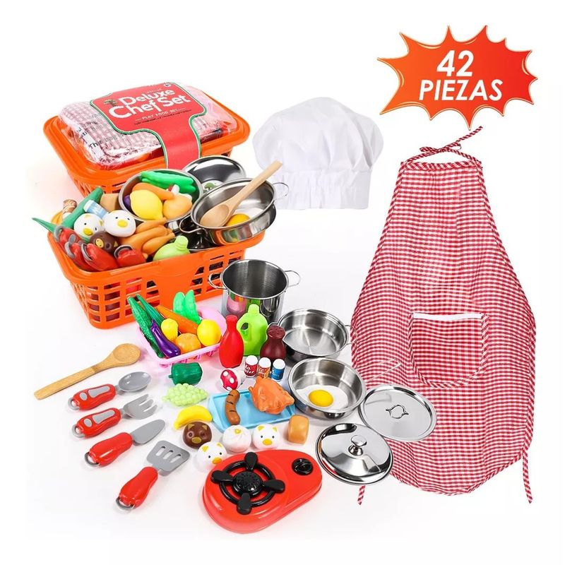 MUNDO MAGIA - Cocina De Juguetes 42 Piezas Set Kits Y Comidas Para Niños