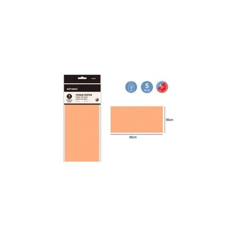 GENERICO - Papel De Seda Naranja 5 Pcs