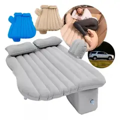 GENERICO - Colchon Inflable Para Autos 2 Almohadas Compresor Comodo Color Gris