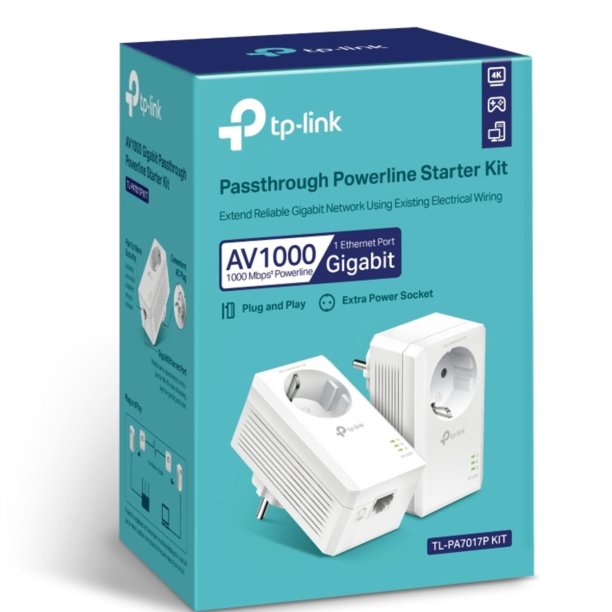 TP LINK - Kit Repetidor Powerline Av1000 Gigabit TP-Link TL-PA7017