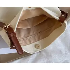 SNOOPY - Cartera Bolso De Lona Con Cierre Beige Detalles Lindo