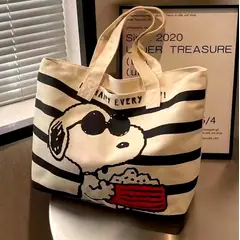 SNOOPY - Cartera Bolso De Lona Con Cierre Grande