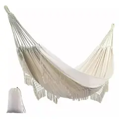GENERICO - Hamaca Colgante Tejida Jardin Terraza Beige