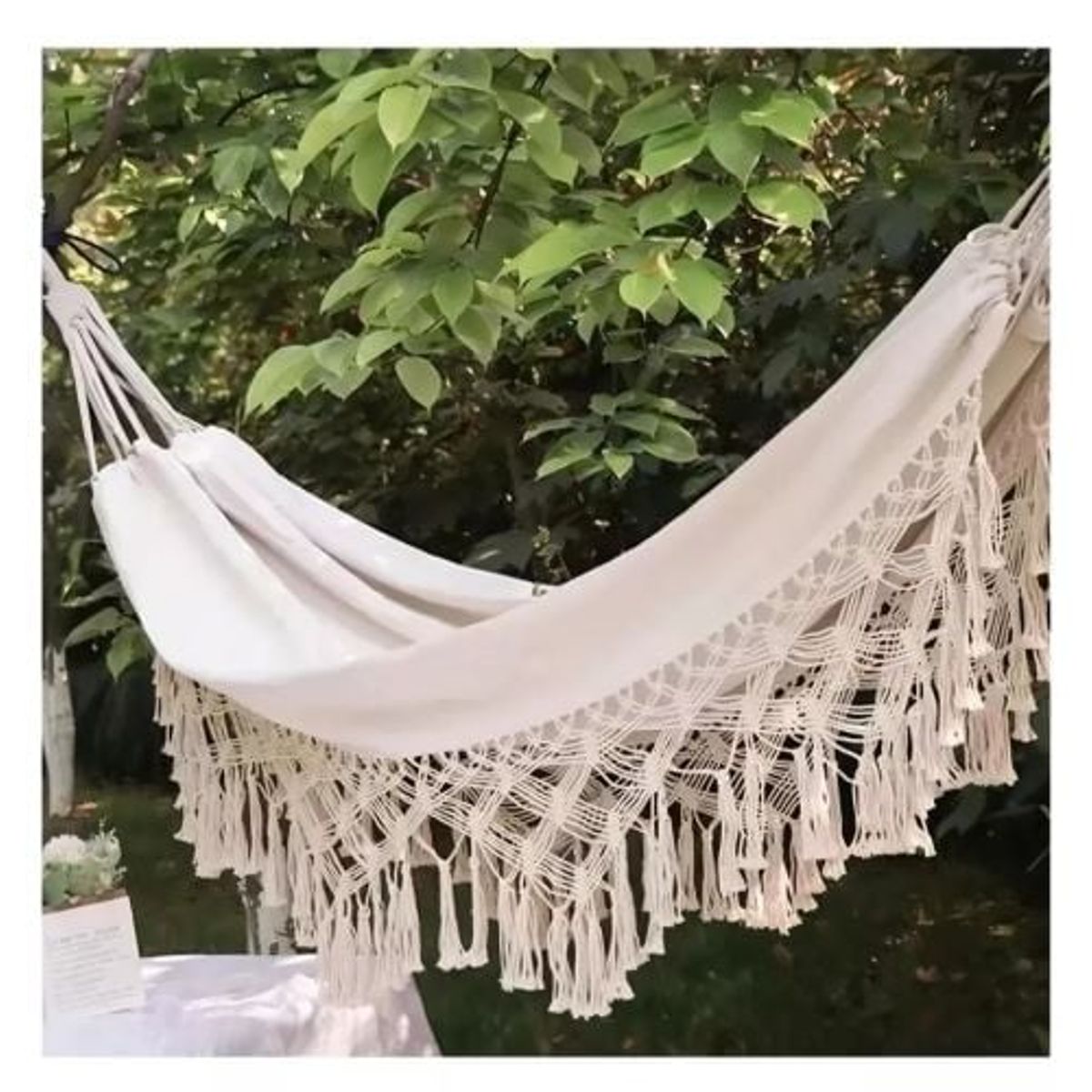 GENERICO - Hamaca Colgante Tejida  Jardin  Terraza Beige