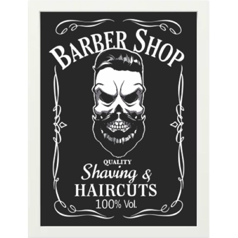 GENERICO - Cuadro Decorativo Barber Shop con Marco y vidrio 30x40 CM