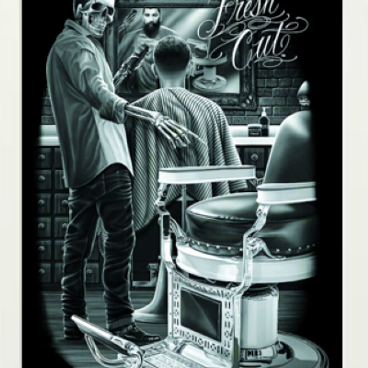 GENERICO - Cuadro Decorativo Barberia con Marco y vidrio 30x40 CM