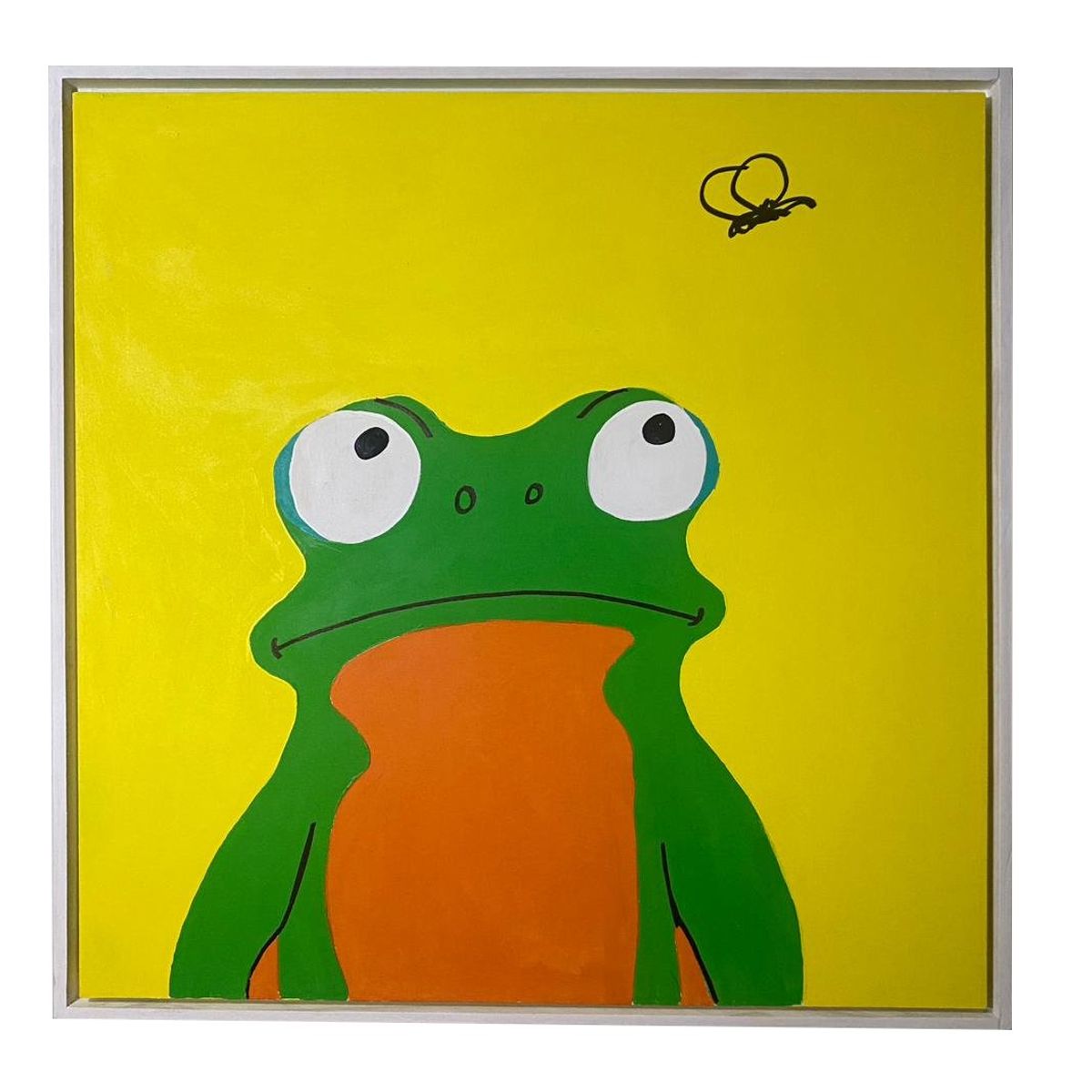 GENERICO - Cuadro Decorativo Rana Verde Amarillo Mosca Moderno 80x80 cm