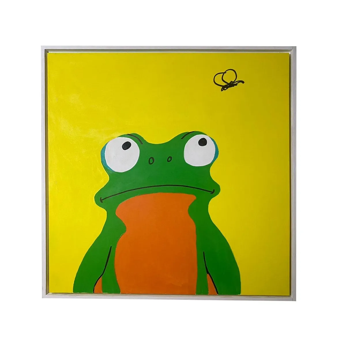 GENERICO - Cuadro Decorativo Rana Verde Amarillo Mosca Moderno 80x80 cm