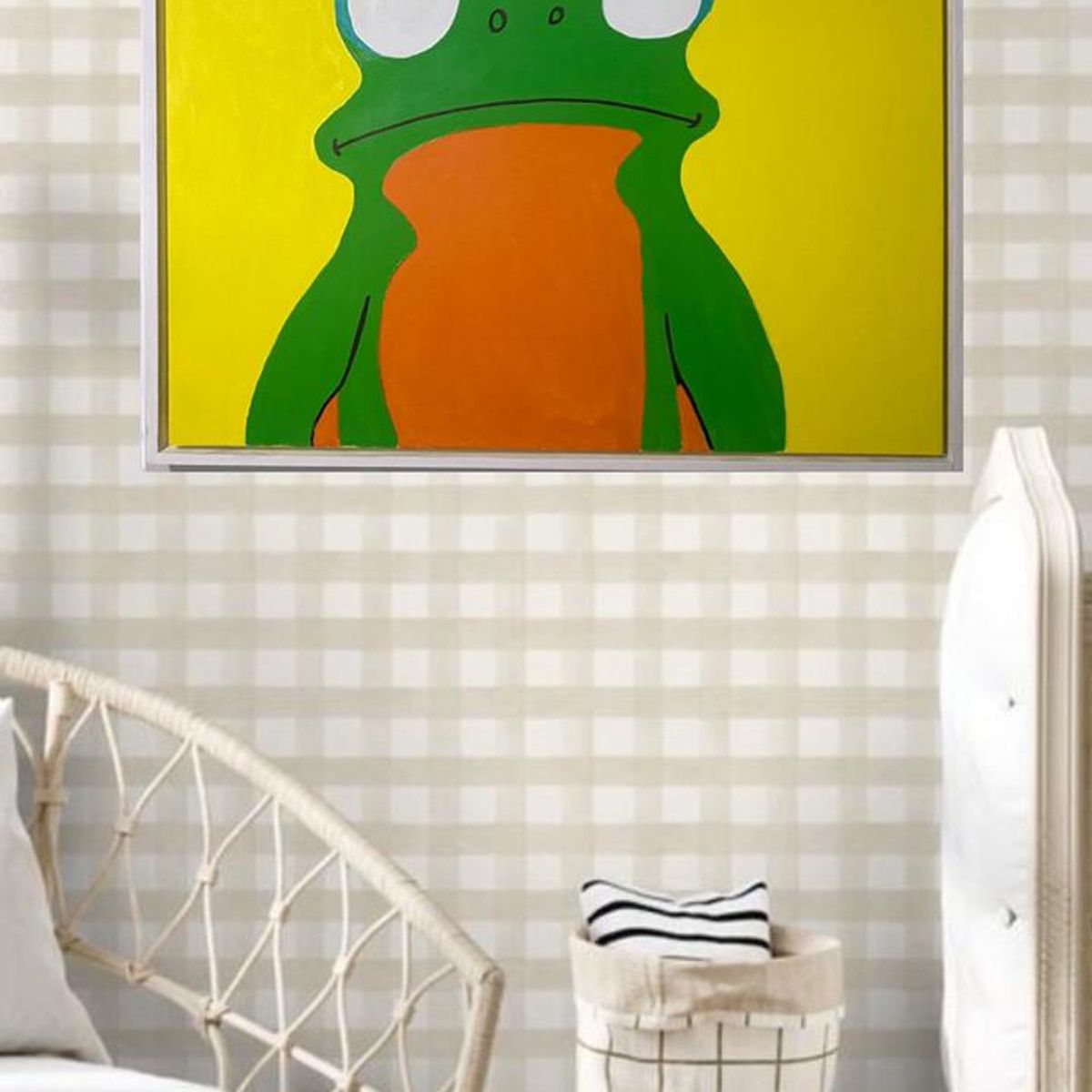 GENERICO - Cuadro Decorativo Rana Verde Amarillo Mosca Moderno 80x80 cm