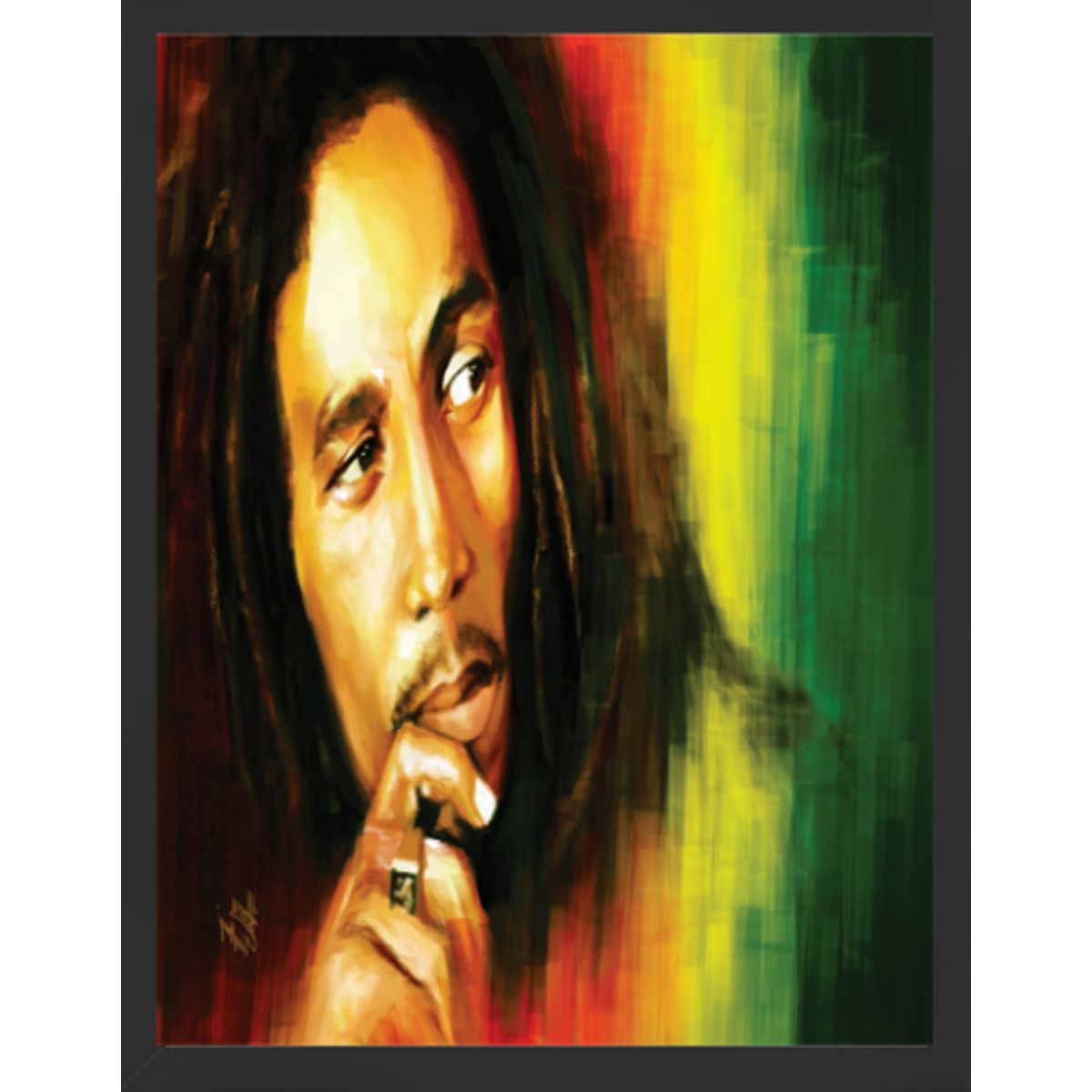 GENERICO - Cuadro Decorativo de Bob Marley con Marco y vidrio 30x40 CM