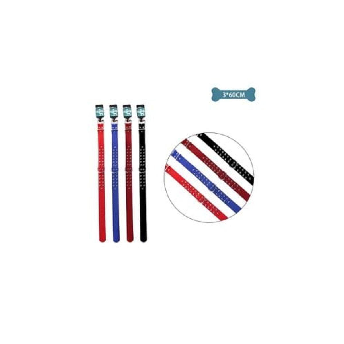GENERICO - Collar PU Con Tachuelas Color Aleatorio 3x60cm 12pcs