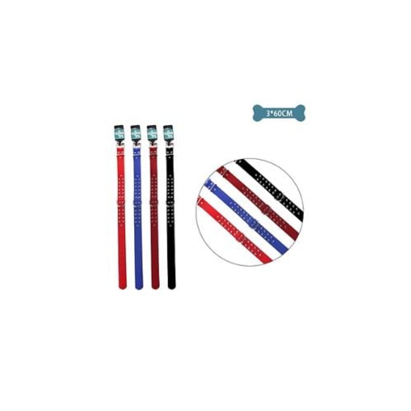 GENERICO - Collar PU Con Tachuelas Color Aleatorio 3x60cm 12pcs